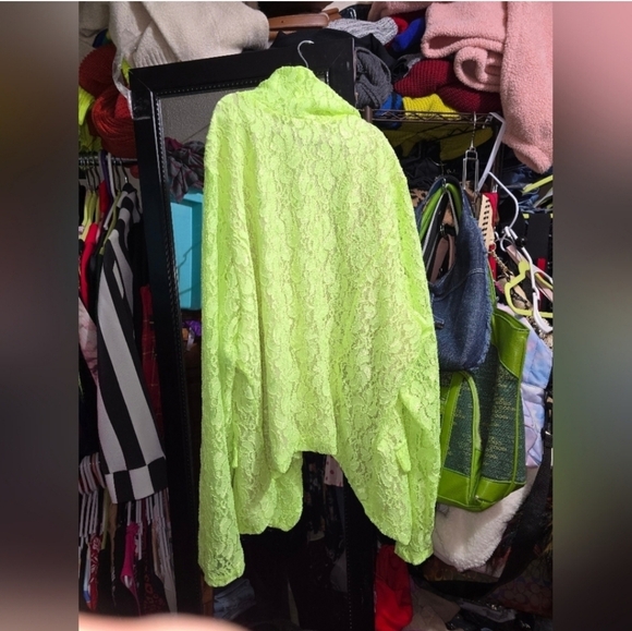 🍁🍂Nwot TORRID 2X NEON GREEN/YELLOW LACE BLAZER - Picture 6 of 6